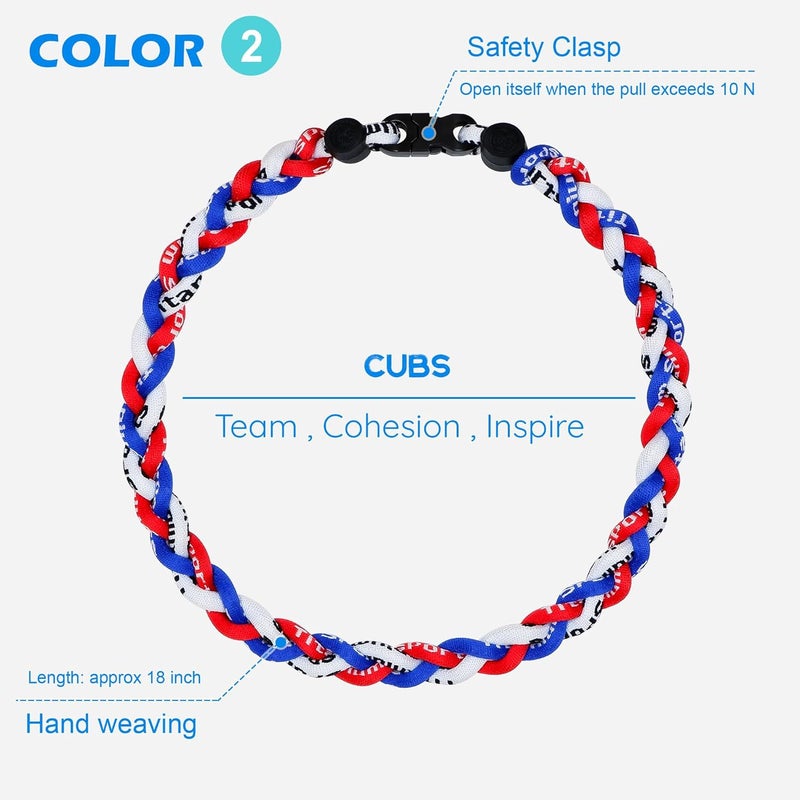 SUPBOMM 3 pcs Baseball Rope Necklaces, League Team Colors Braided Necklace, Baseball Team Gifts - Image 3